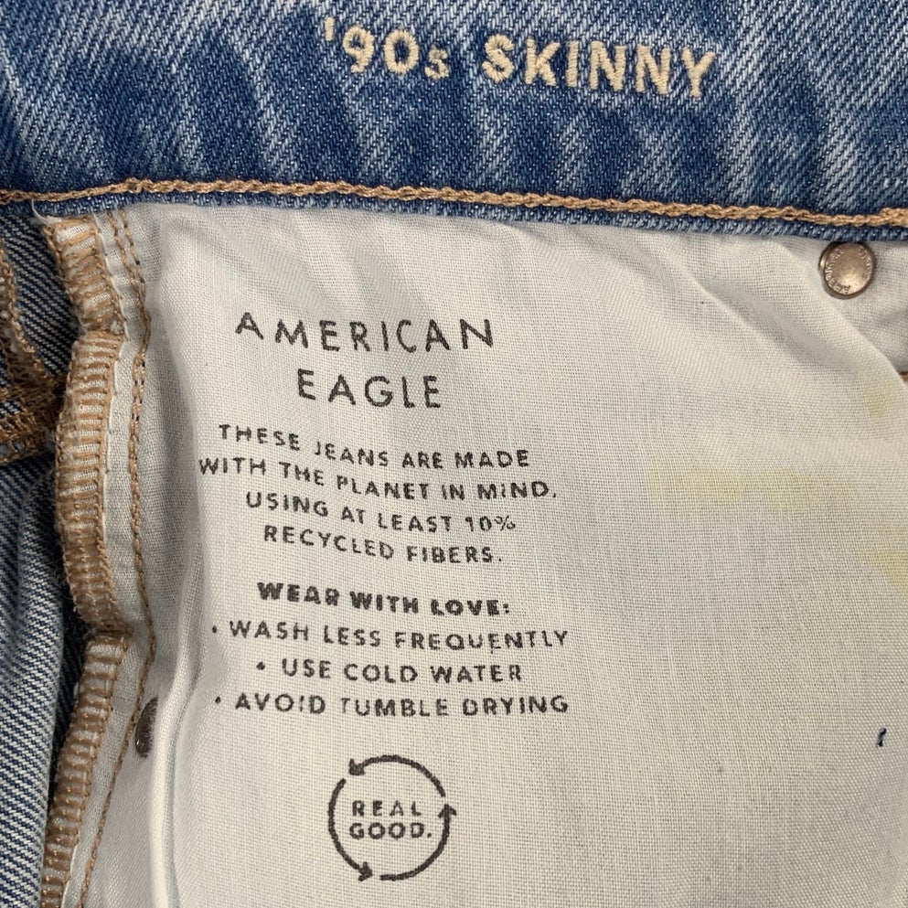 New American Eagle Womens Size 4 Regular Stretch 90s Skinny Denim Blue Jeans