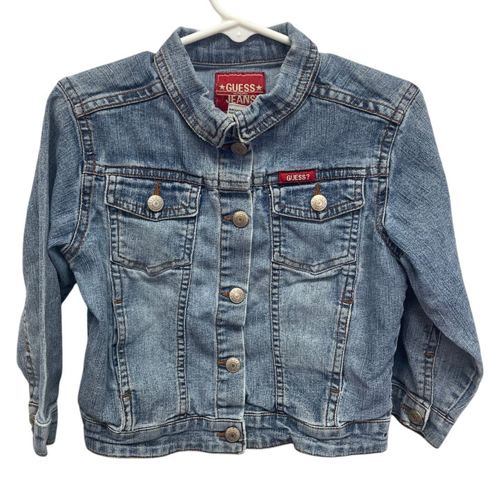Guess Jeans Girls Toddler 2T Long Sleeve Snap Up Denim Blue Jean Jacket