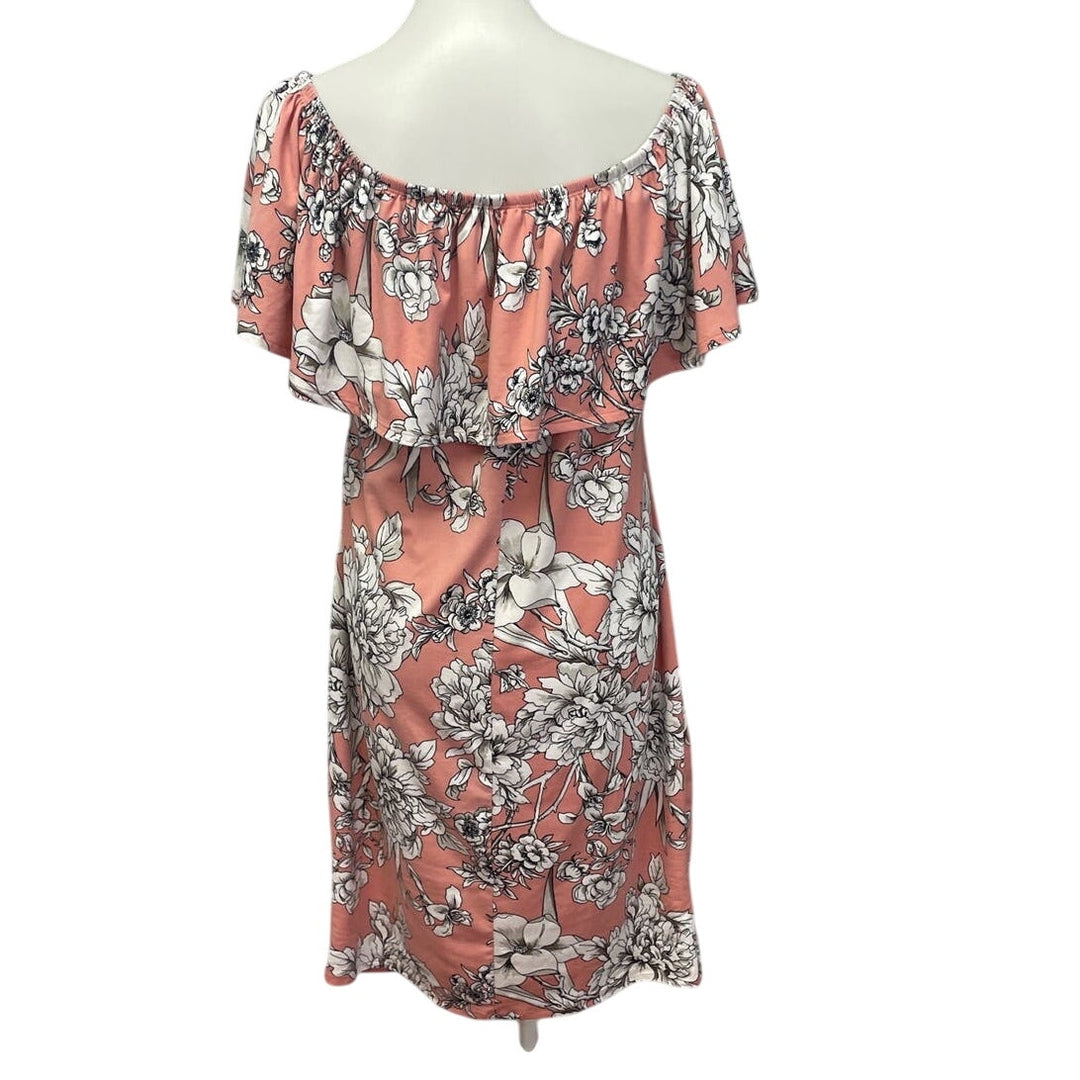 Love J Womens Plus Size 3X Floral Off Shoulder Polyester Blend Midi Dress