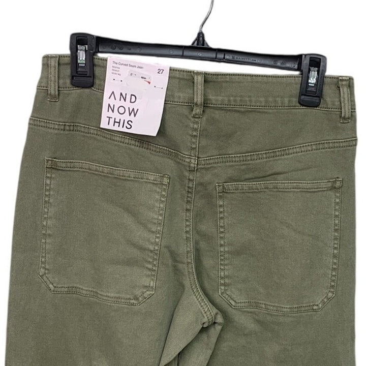 NWT New And Now This Womans 27 Clary Sage Midrise Stretch Wide Leg Denim Jeans