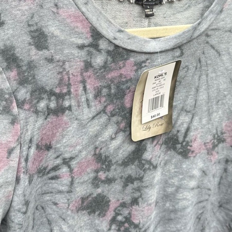 NWT New Lily Rose Juniors Large Tie Dye Long Sleeve Crew Neck Sweatshirt Dress