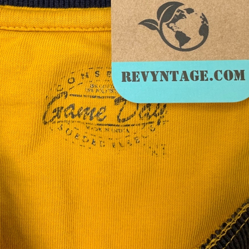 Upcycled Hand Printed Womens XL Yellow Blue Wild Bird Long Sleeve Sweatshirt