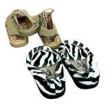 2 Pairs Just Buds Itzy Bitzy Girls Size 6 7 Zebra Shoes Faux Leather Sandals