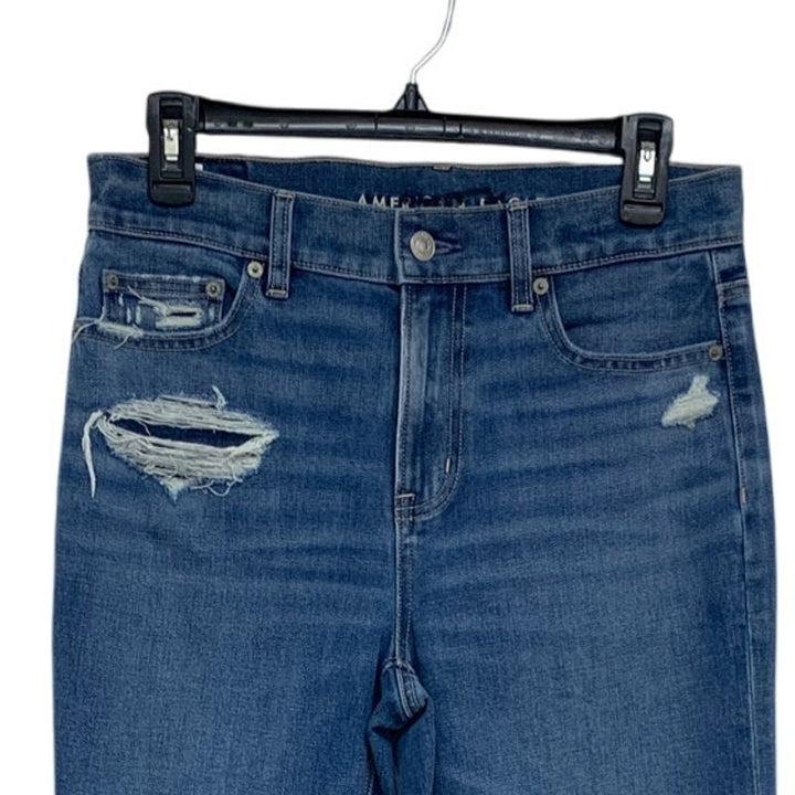 New American Eagle Womens Size 6 Factory Distressed Stovepipe Denim Blue Jeans