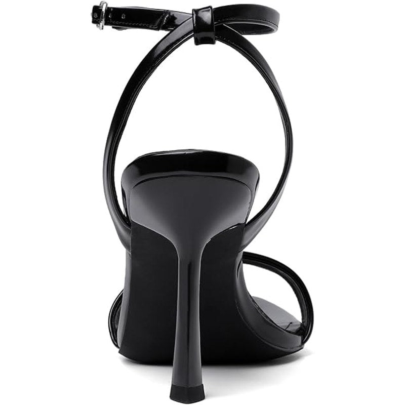 New Mostrin Womens 7 Black Open Toe Ankle Strap 4" Heel Stilletto Sandal Shoes