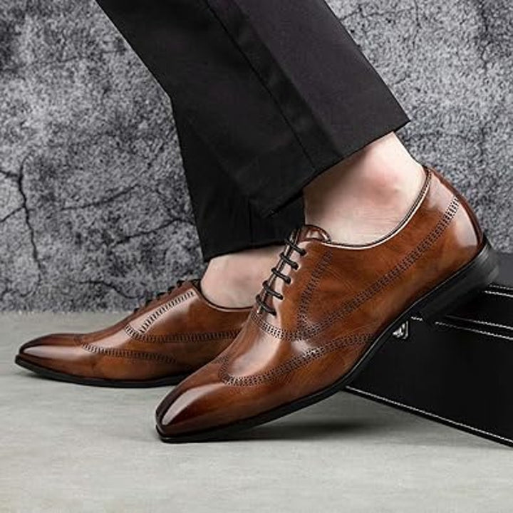 Jitai Mens 11 Brown Faux Leather Lace Up Low Heel Oxford Formal Loafer Shoes
