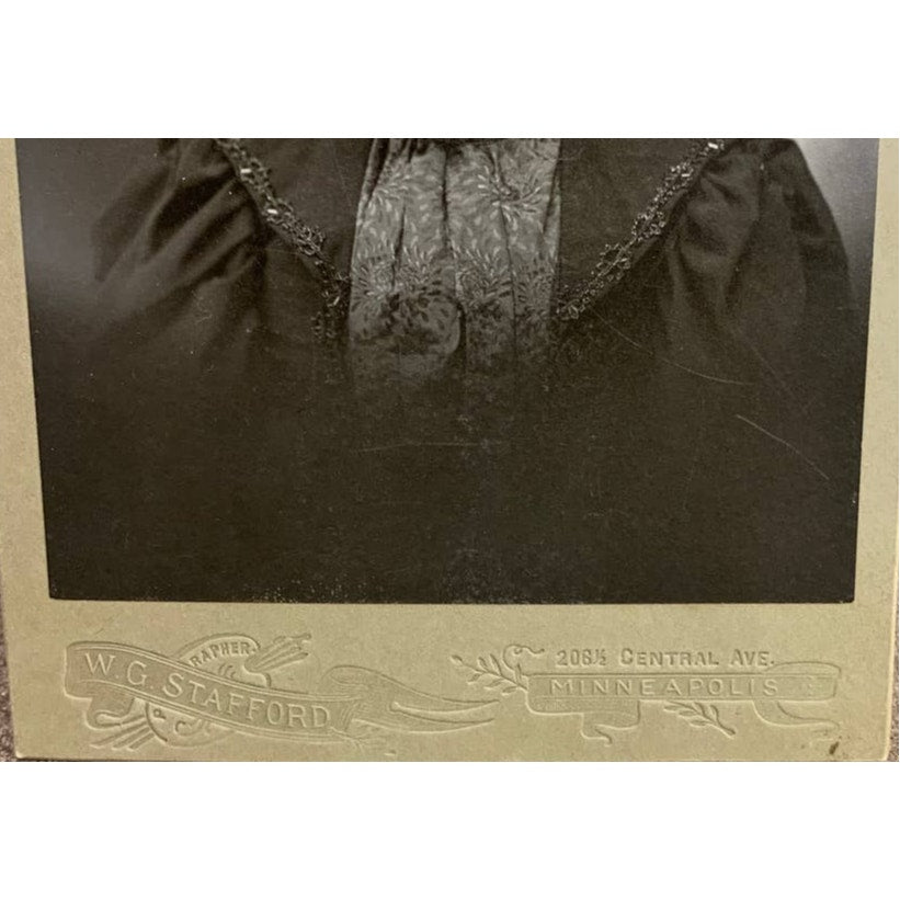 Antique Vintage Lady In Dress Photograph on Cardboard WG Stafford Minneapolis