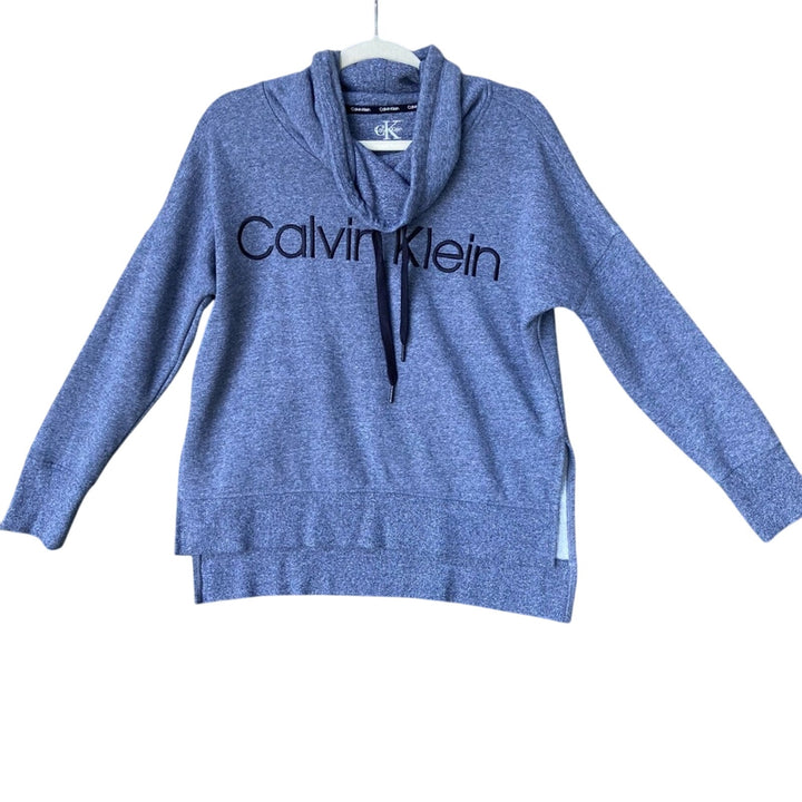 Calvin Klein Womens Small Cotton Blend Long Sleeve Cropped Cowl Neck Sweatshirt