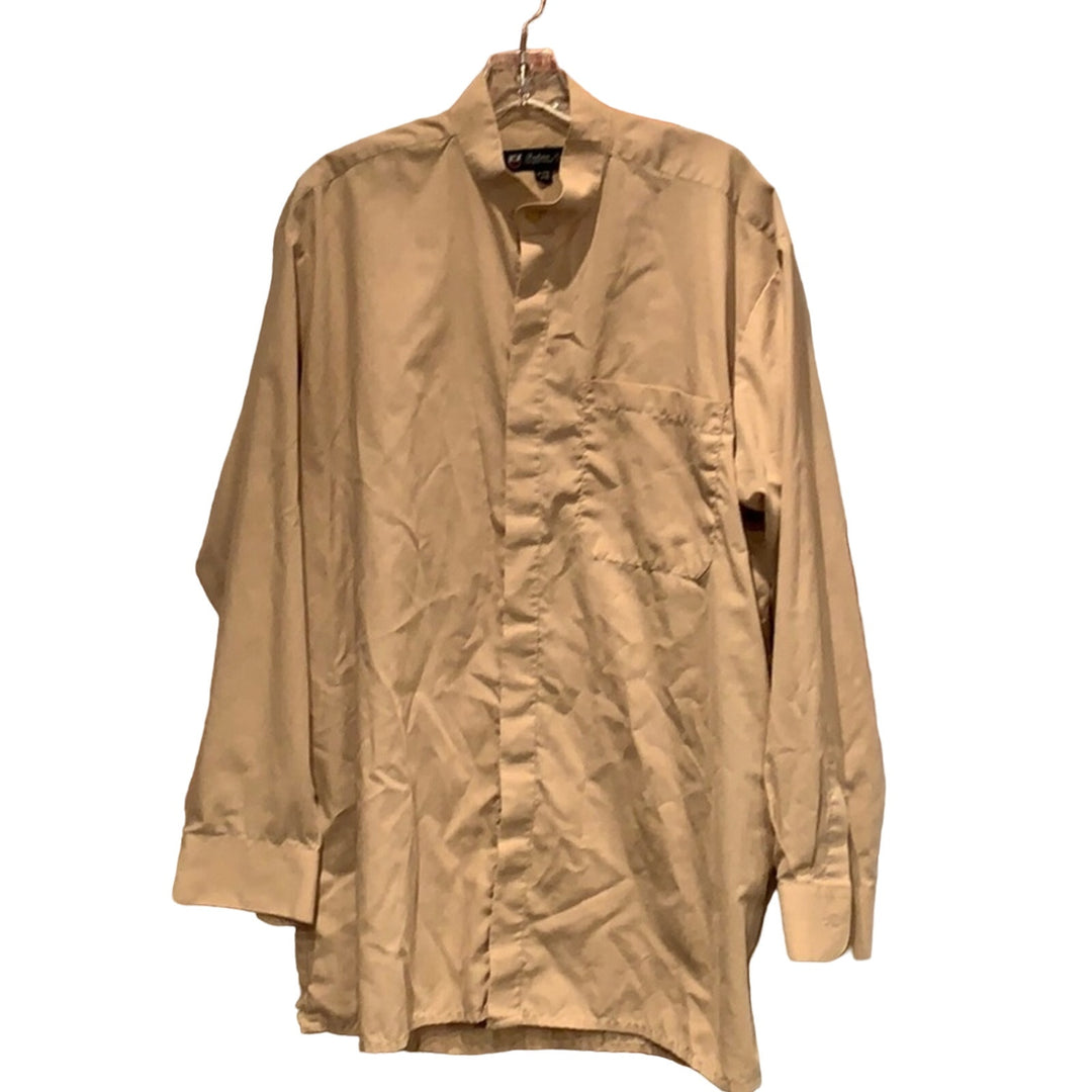 Fortino Landi 16-16.5  34-35 Tan Mens Button Down Cotton Blend Long Sleeve Shirt