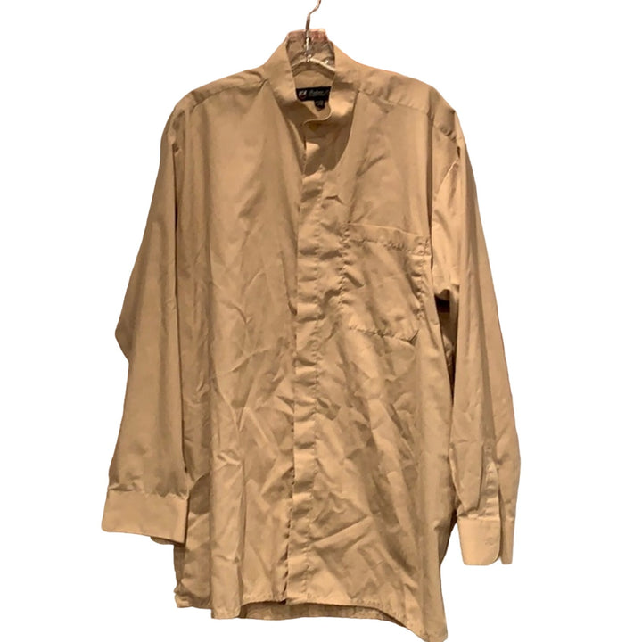 Fortino Landi 16-16.5  34-35 Tan Mens Button Down Cotton Blend Long Sleeve Shirt