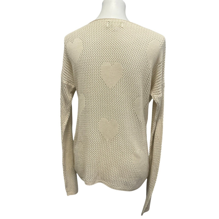 Forever 21 Womens 1X Long Sleeve Heart Pattern Knit Scoop Neck Pullover Sweater