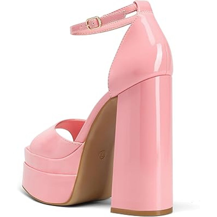 Dream Pairs Womens Size 8.5 Bubble Gum Pink Open Toe 5.5" Platform Heel Shoes