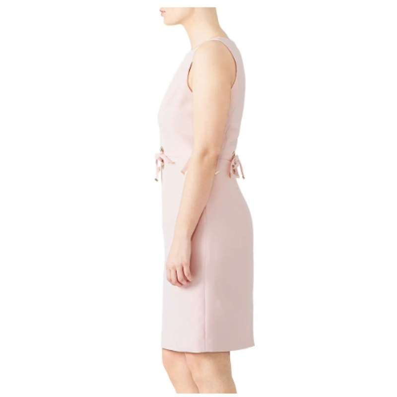 Badgley Mischka Womens Size 22 Blush Pink Boat Neck Grommet Ties Sheath Dress
