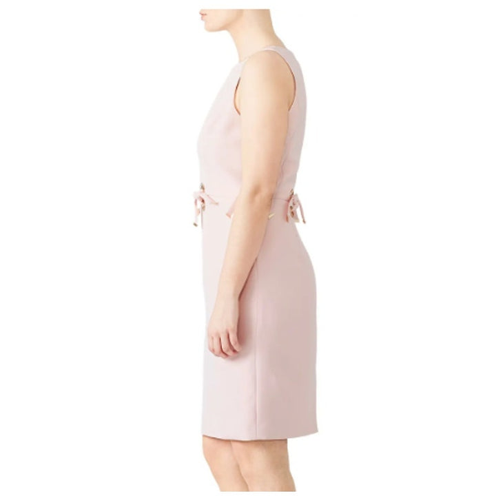 Badgley Mischka Womens Size 22 Blush Pink Boat Neck Grommet Ties Sheath Dress