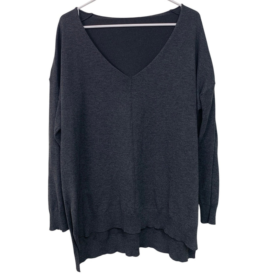 Shein Womens Pljus 3XL 100% Polyester Heathered Deep V Long Sleeve Sweatshirt