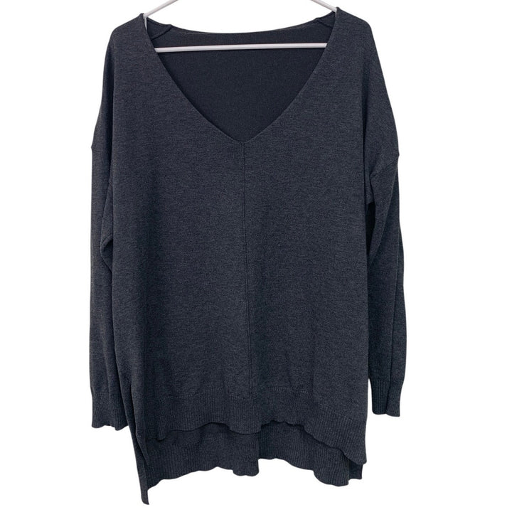 Shein Womens Pljus 3XL 100% Polyester Heathered Deep V Long Sleeve Sweatshirt