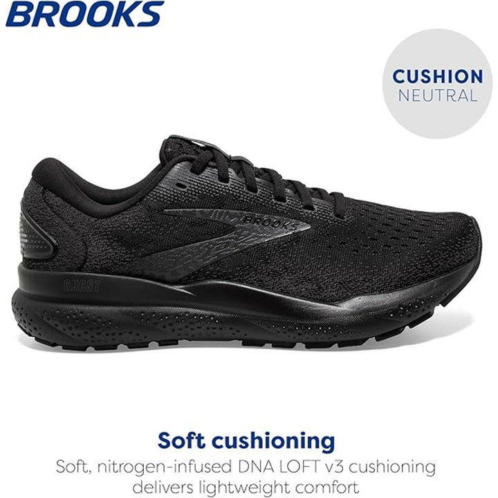 Brooks Mens Size 11.5 Ghost 16 Black Mesh Lace Up Neutral Walking Running Shoes