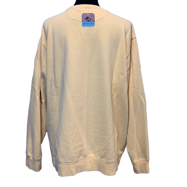Hand Printed XL Upcycled Pumpkin Autumn Fall Flower Long Sleeve Sweatshirt