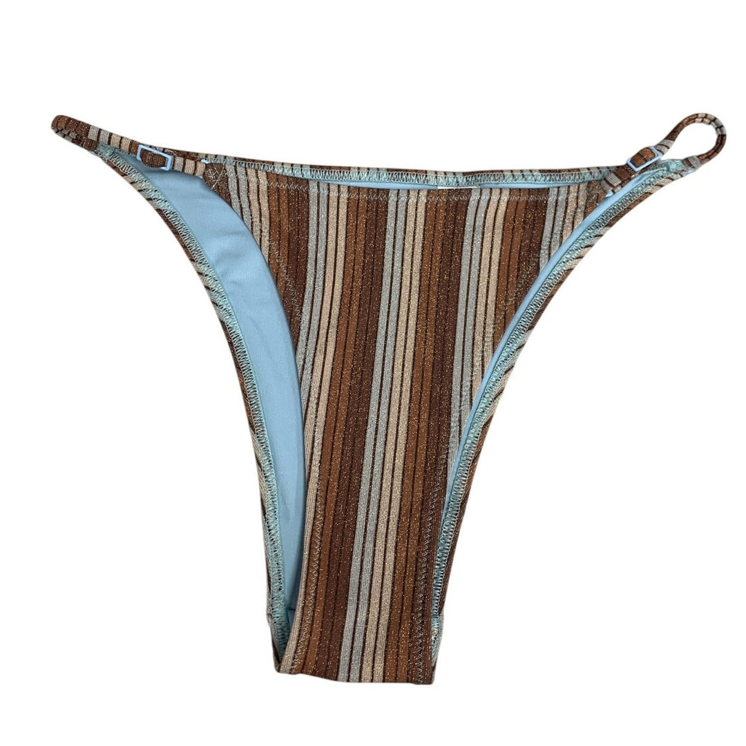 New Aerie Womens Small Sparkle Striped Adjustable Cheeky Bikini Bottom ONLY