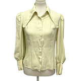 Vintage Girltown Womens Medium Cream Long Sleeve Button Down Tab Collar Shirt