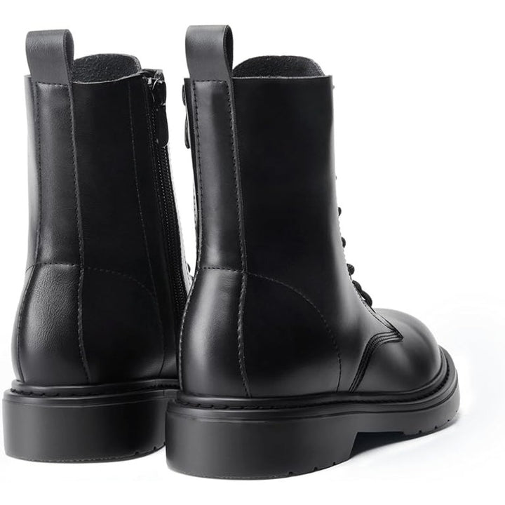 Dream Pairs Womens Size 10 Black Faux Leather Lace Up Low Heel Combat Boots