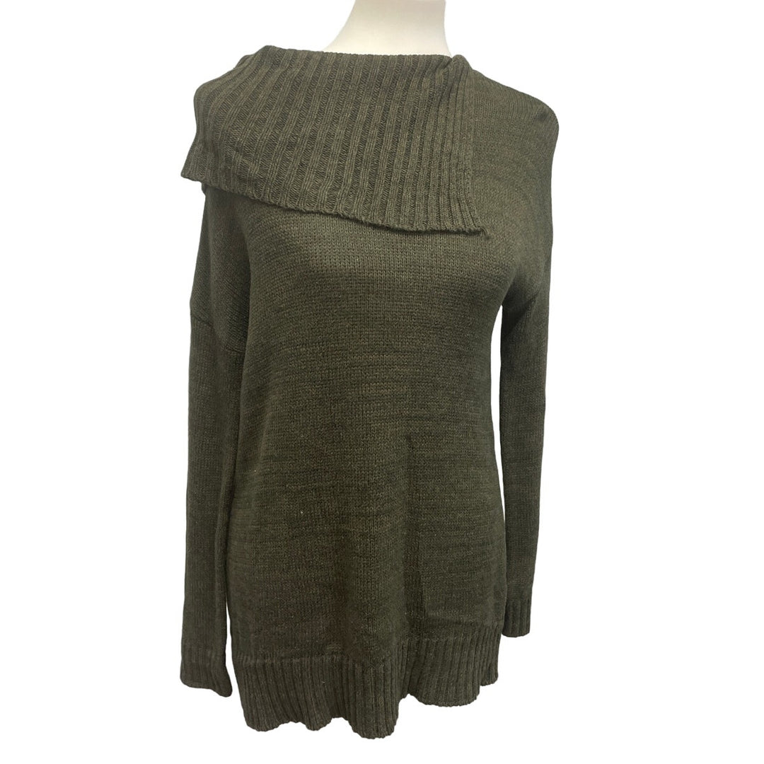 Matty M Womens Small Cotton Blend Asymmetrical Neck Long Sleeve Knit Sweater