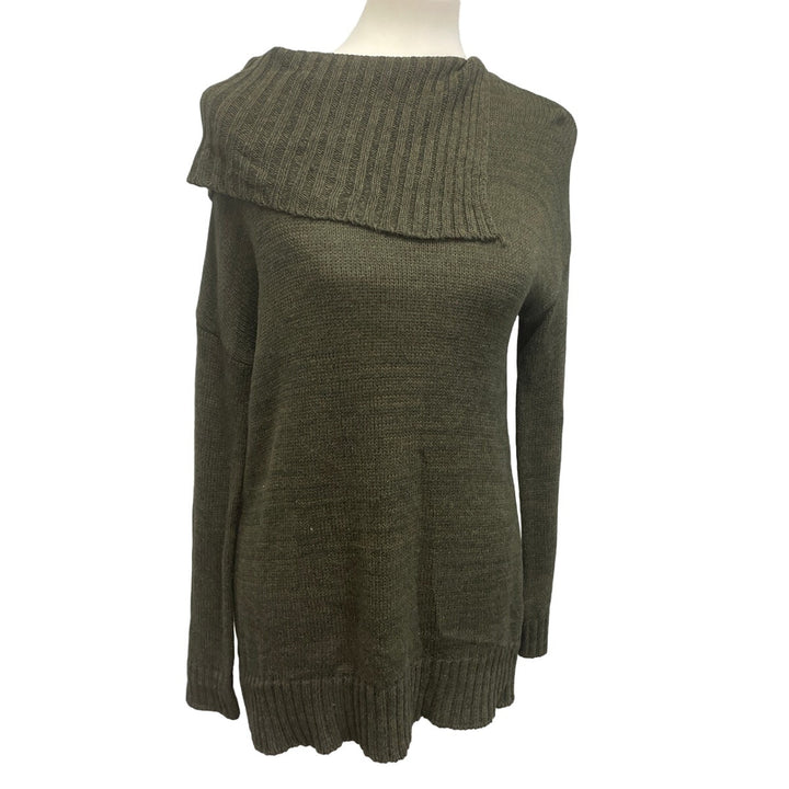 Matty M Womens Small Cotton Blend Asymmetrical Neck Long Sleeve Knit Sweater