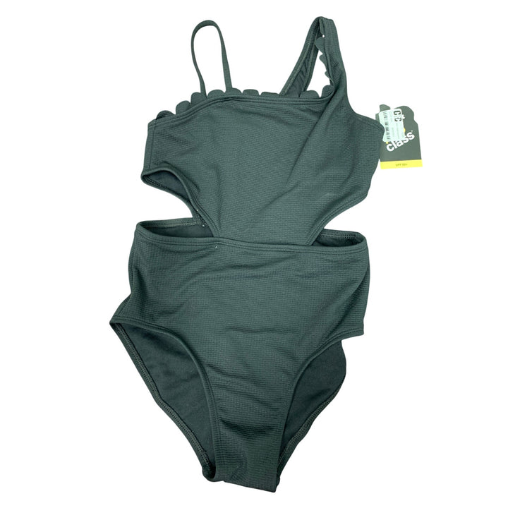 New Art Class Girls XL 14 Solid Black Scalloped Edge 1PC Swim Swimsuit