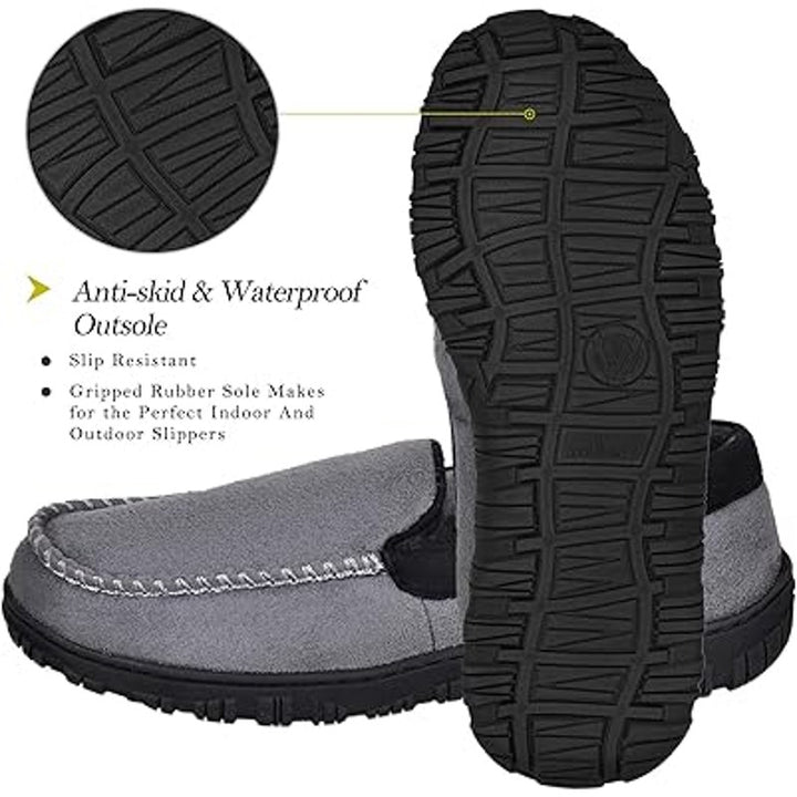 Mixin Mens Size 9.5 Gray Super Soft Slide On Moccasins Indoor Outdoor Slippers