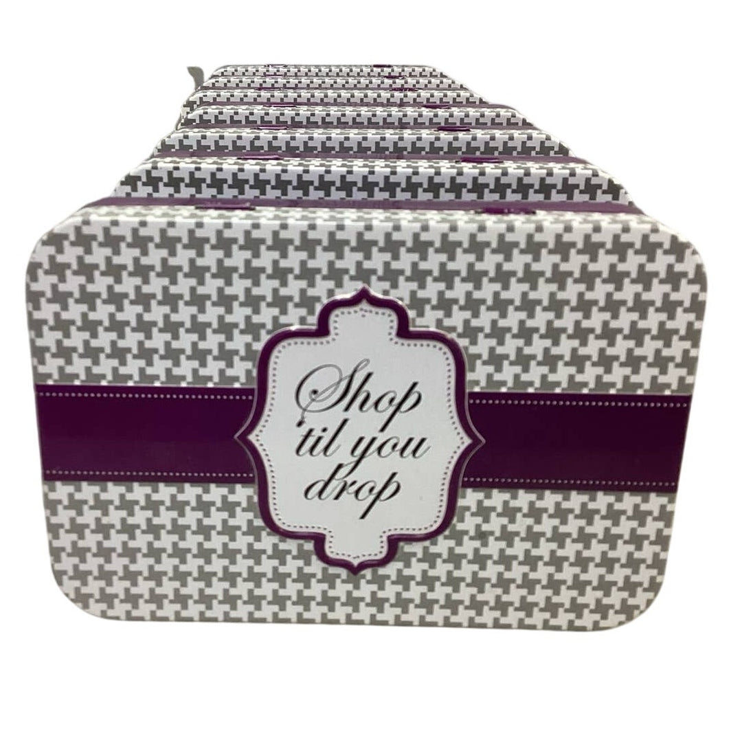 Lot of 30 New Shop Til You Drop Metal Box Gift Card Holder Accordian File Cases