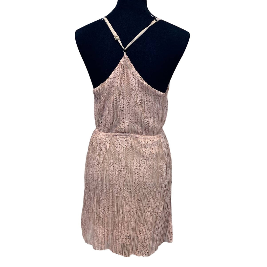 TJD Size 8 Adorable Lacy Lined Racer Back Strappy Rayon Polyester Wrap Dress