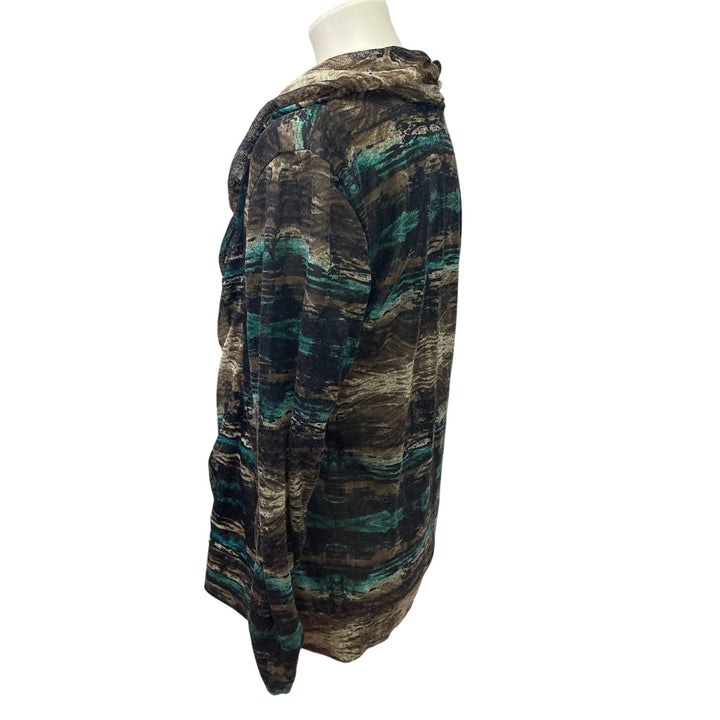 Christopher &amp; Banks Large Long Sleeve Swoop Front Lightweight Gauzy Blouse
