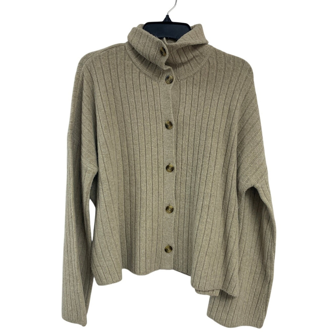 New Aerie Womens Small Long Sleeve Button Up Ribbed High Neck Cardigan Sweater