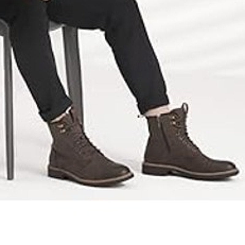 Vostey Mens Size 9.5 Rustic Brown Faux Leather Lace Up Motorcycle Chukka Boots
