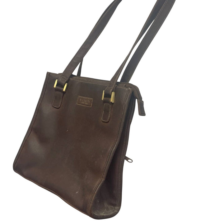 Brown Rosetti New York Faux Leather Brown Vinyl Double Handle Handbag Purse Bag
