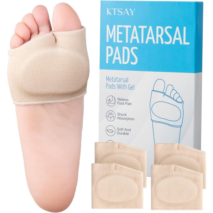 New Ktsay 3 Pairs Large Tan Black Nylon Metatarsal Ball of Foot Pain Relief Gel Pads