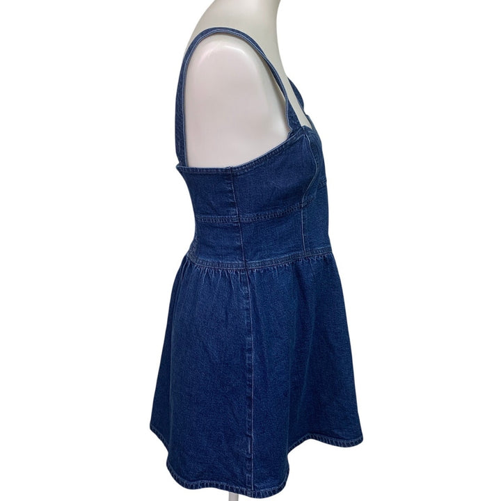 New American Eagle Womens Medium Smocked Back Sweetheart Denim Mini Dress