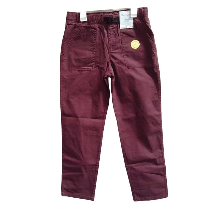 New Cat &amp; Jack Boys Purple Belted Elastic Waist Jogger Reinforced Knee Pants