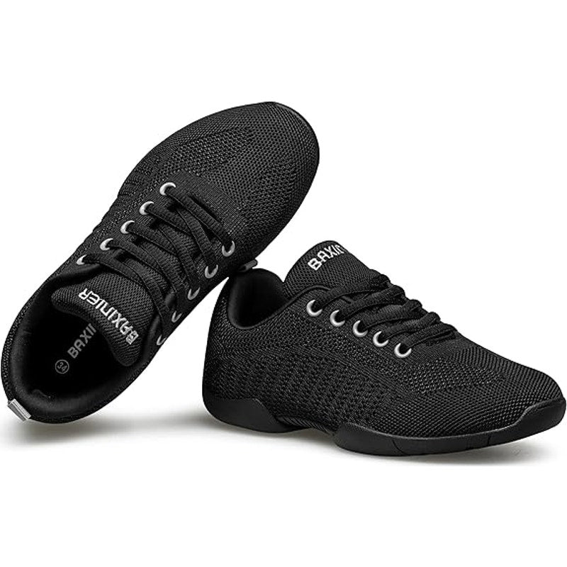 New Baxinier Women Size 7.5 Black Lace Up Breathable Cheerleading Athletic Shoes