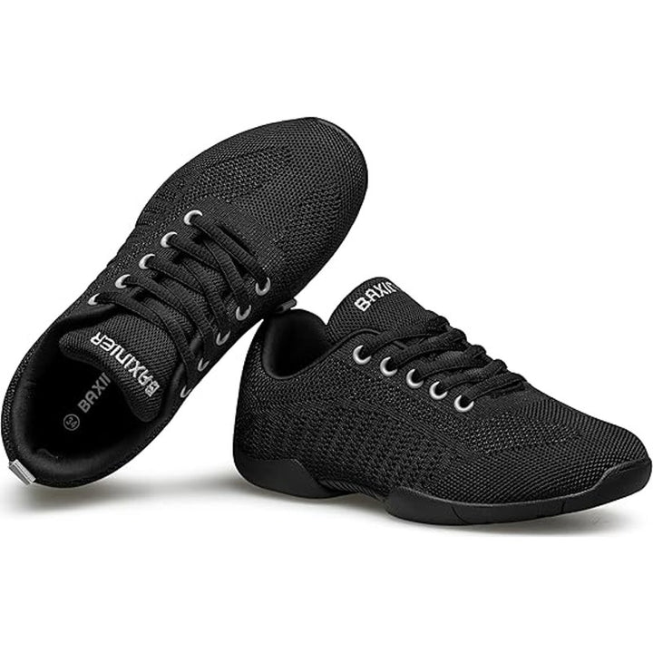 New Baxinier Women Size 7.5 Black Lace Up Breathable Cheerleading Athletic Shoes