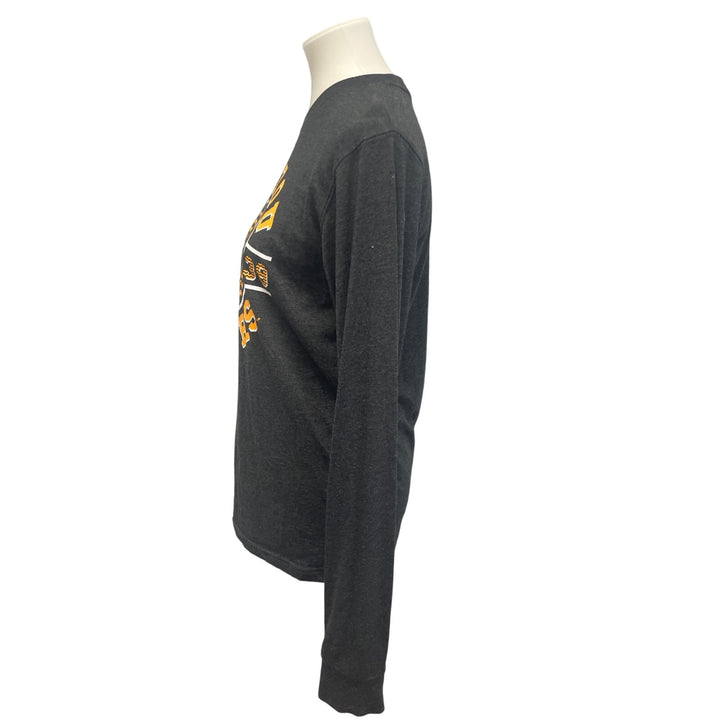 Mens Small PolyCotton Mizzou Tigers Black Gold Long Sleeve Crew Neck Tee Shirt