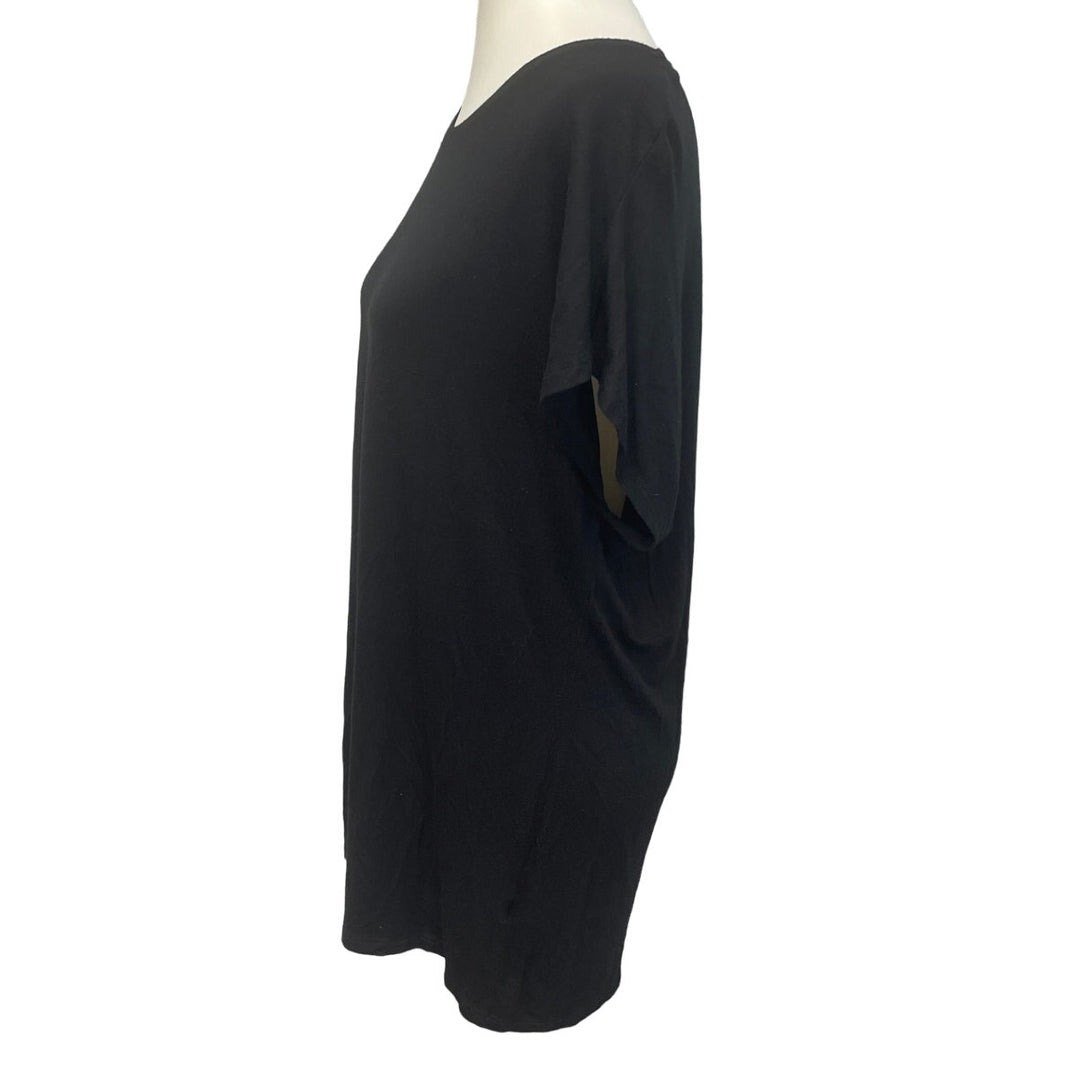 Free To Live Womens XL Black PolySpandex Short Sleeve Crew Neck Tee Shirt