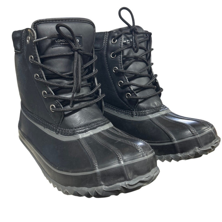 London Fog Mens Size 8 Black Aspen Thinsulate Lace up Waterproof Snow Boots