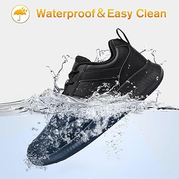 Taquco Mens 11.5 Black Lace Up Faux Leather Non Slip Waterproof Kitchen Shoes