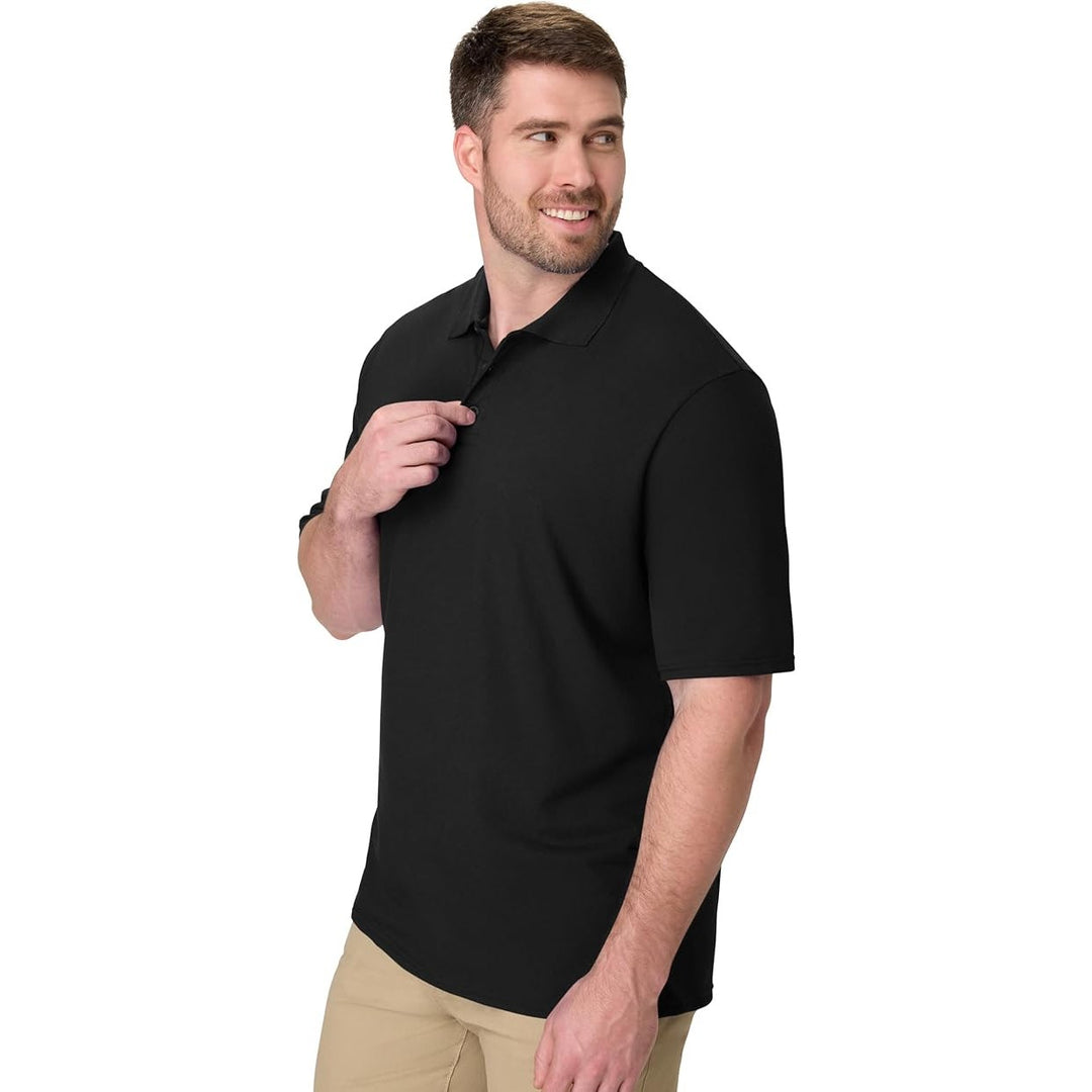 Hanes Mens 4XL Black PolyCotton X-Temp Classic Short Sleeve Polo Shirt