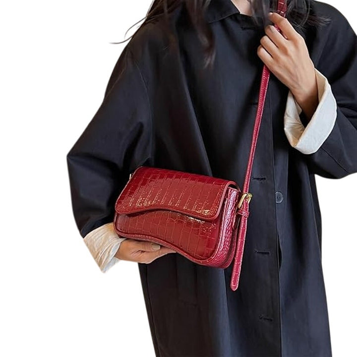 New Womens Crocodile Red PU Leather Removeable Straps Small Shoulder Bag Clutch