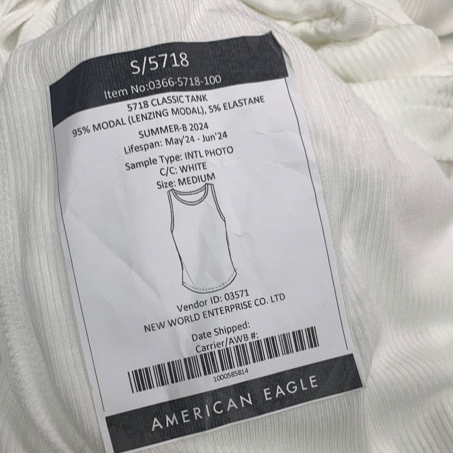 2 New Aerie Womens Medium White Yellow Soft and Sexy Ribbed Tank Tops
