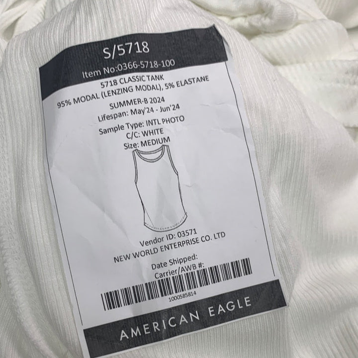 2 New Aerie Womens Medium White Yellow Soft and Sexy Ribbed Tank Tops