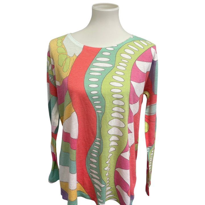 Atelier5 Godze Yilmaz Womens XL Long Sleeve Wavy Mod Stripe Long Sleeve Top