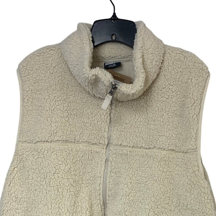 New Eddie Bauer Womens Plus Size Cream Full Zip Warm Fleece Polyester Vest
